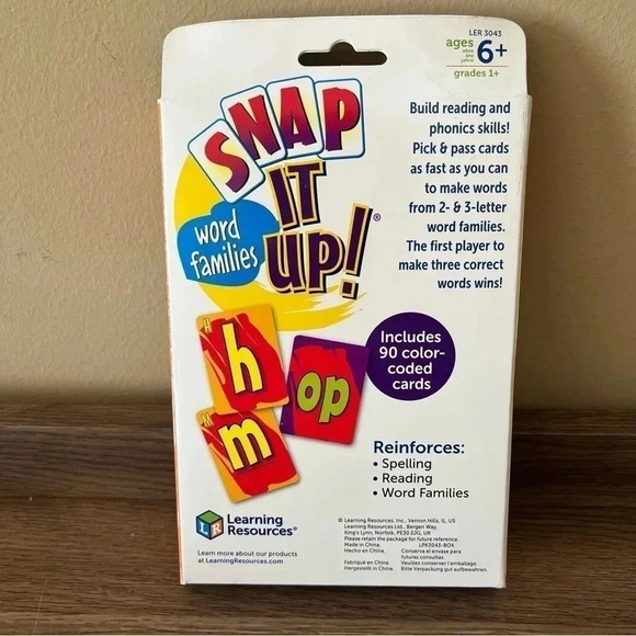 NEW Learning Resources Snap It Up! Game Word Reading Word Families Fun Fast Pace - Picture 2 of 5
